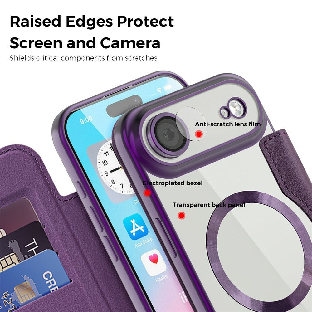 EIDERWOOD iPhone Air Flip Case with Transparent Back - MagSafe Compatible - Purple