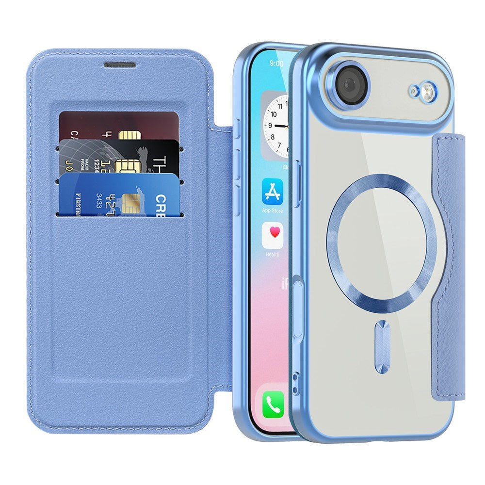 EIDERWOOD iPhone Air Flip Case with Transparent Back - MagSafe Compatible - Light Blue