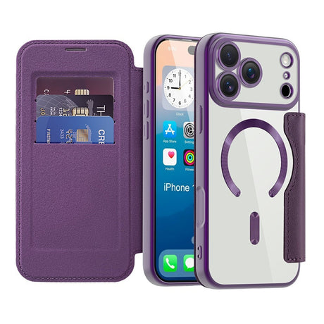 EIDERWOOD iPhone 17 Pro Max Flip Case with Transparent Back - MagSafe Compatible - Purple