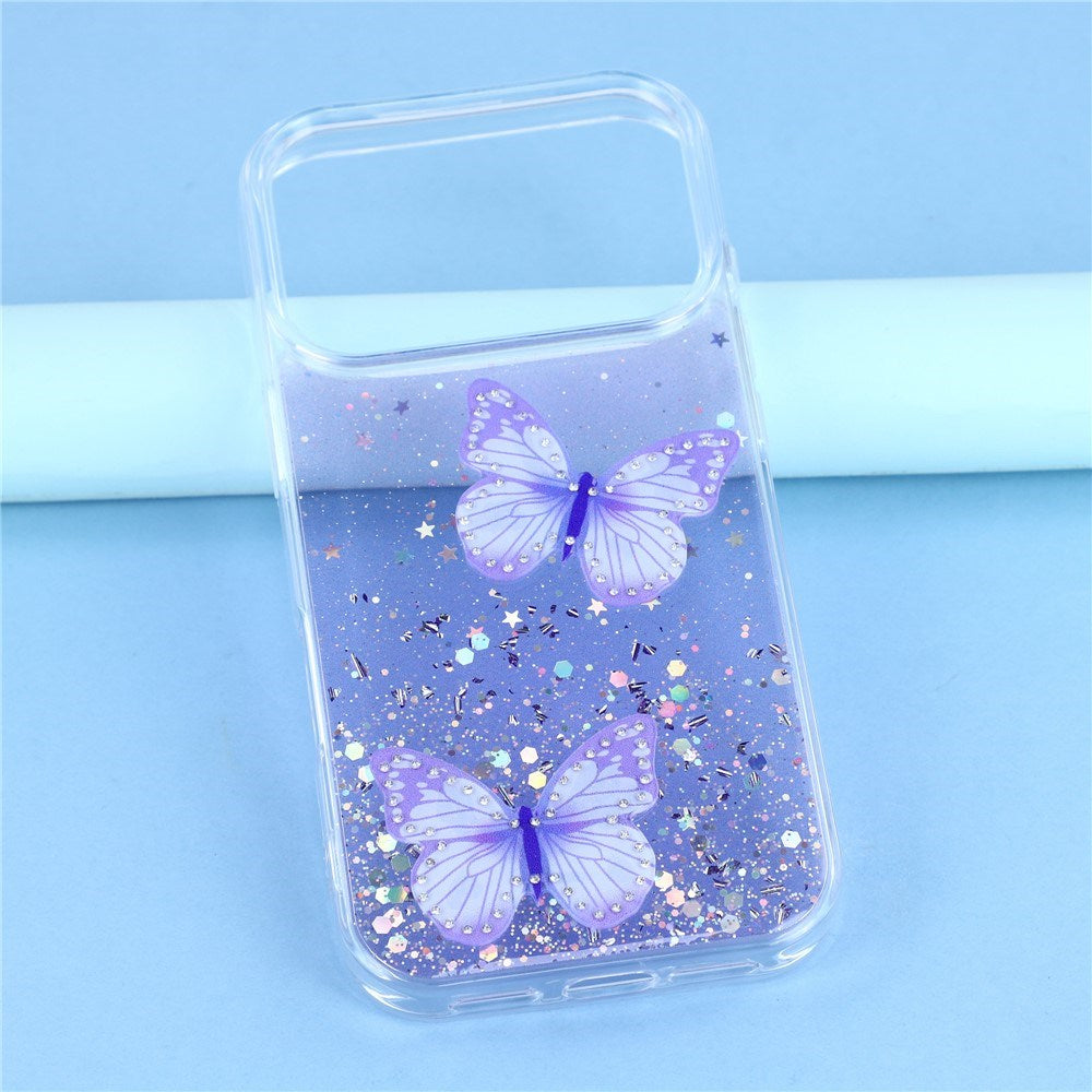 EIDERWOOD iPhone 17 Pro Max Flexible Plastic Case with Butterflies - Transparent / Purple