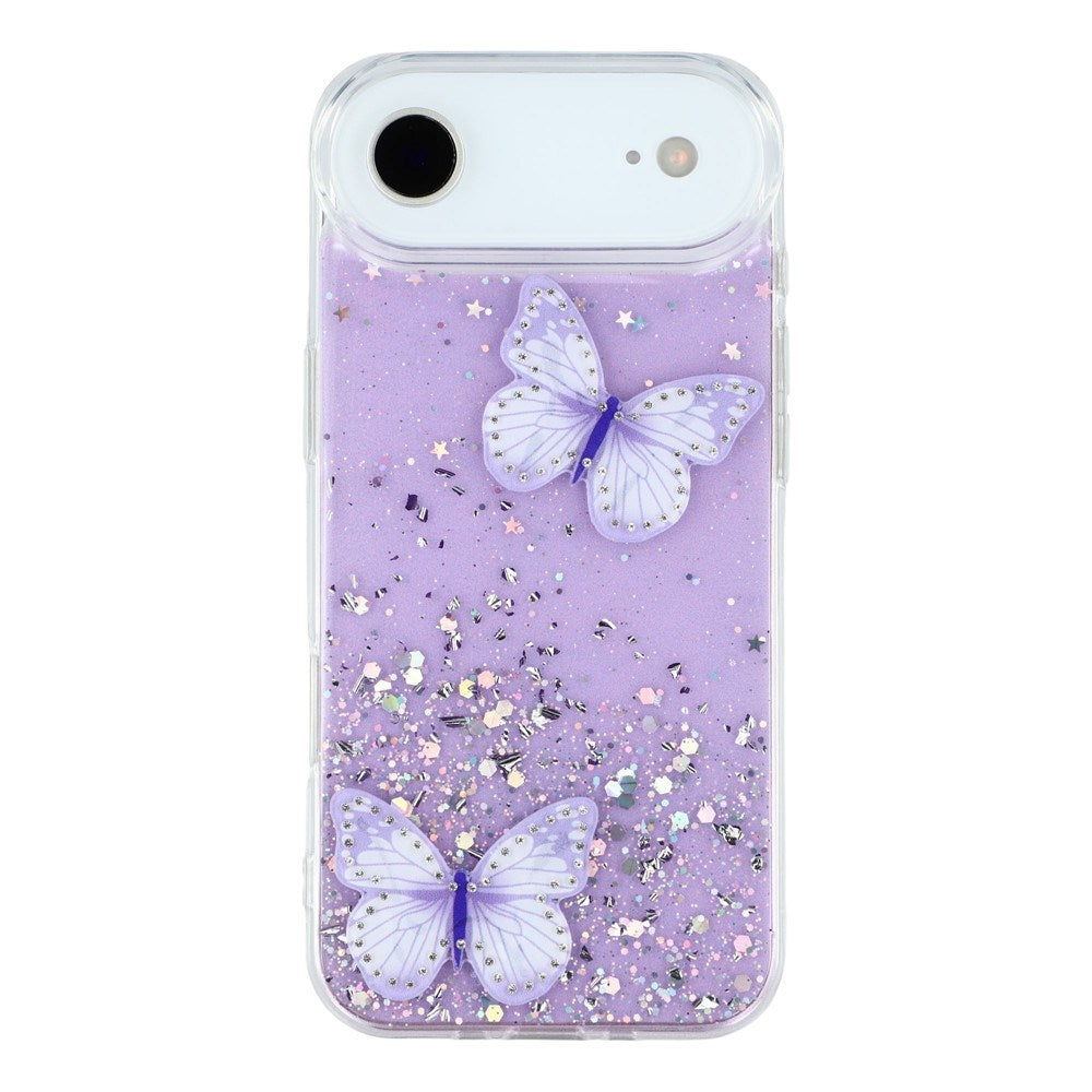 EIDERWOOD iPhone Air Flexible Plastic Case with Butterflies - Transparent / Purple