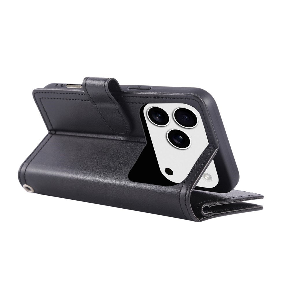 iPhone 18 Pro / 17 Pro EIDERWOOD Faux Leather Flip Case with Wallet - Black