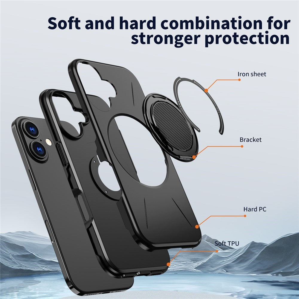 EIDERWOOD iPhone 17 Case with Rotating Kickstand - MagSafe Compatible - Black