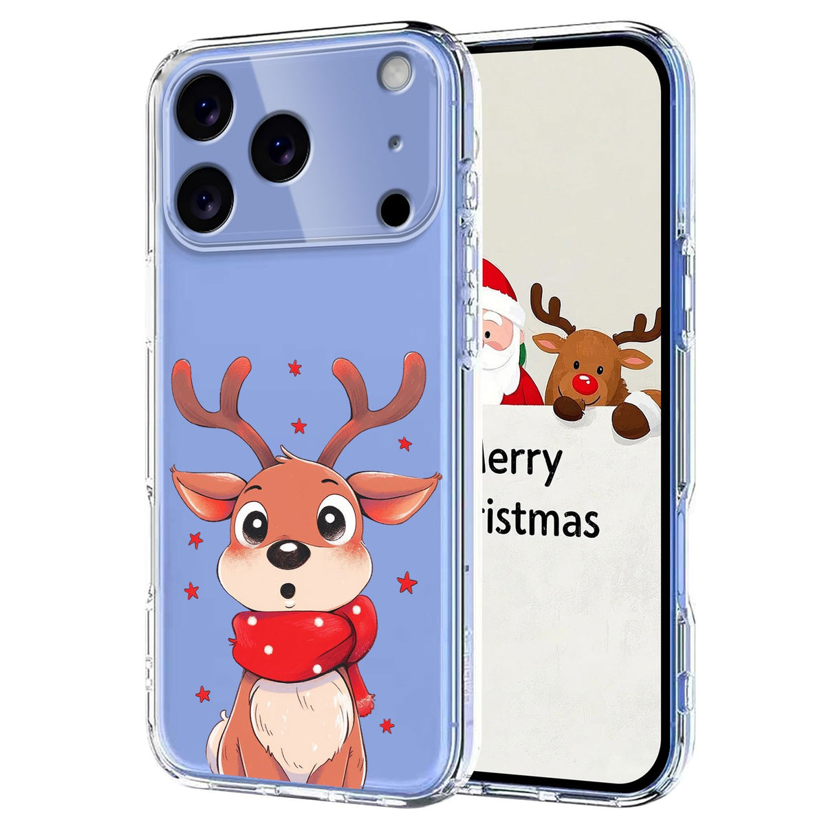 EIDERWOOD iPhone 17 Pro Flexible Plastic Christmas Case with Motif - Transparent / Reindeer