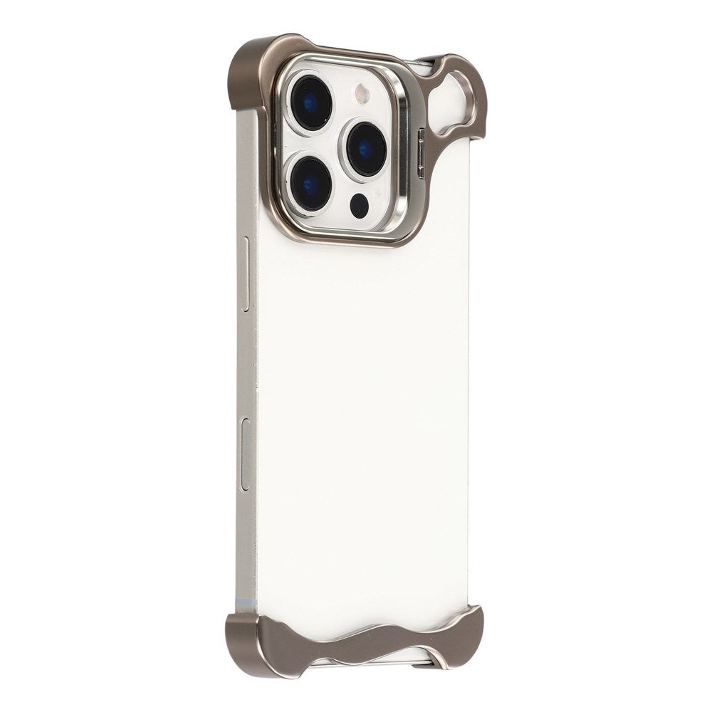 iPhone 16 Pro Two-Piece Metal Bumper Case with Stand & Lens Protector - Titanium