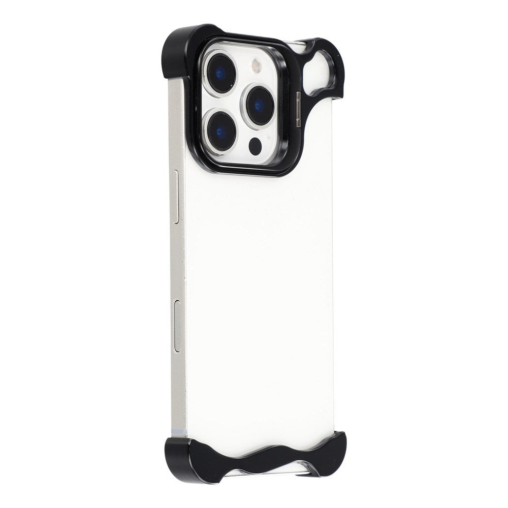 iPhone 16 Pro Two-Piece Metal Bumper Case with Stand & Lens Protector - Black