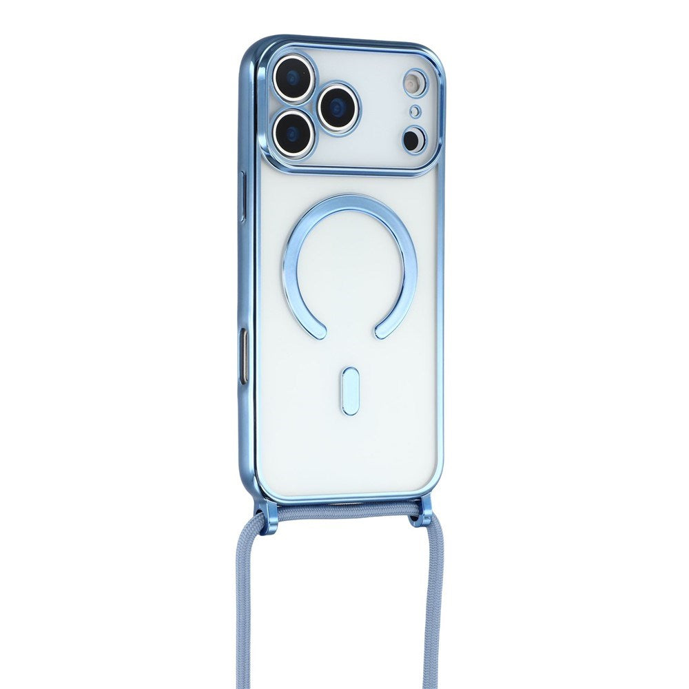 EIDERWOOD iPhone 17 Pro Max Flexible Plastic Case with Adjustable Strap - MagSafe Compatible - Transparent / Blue