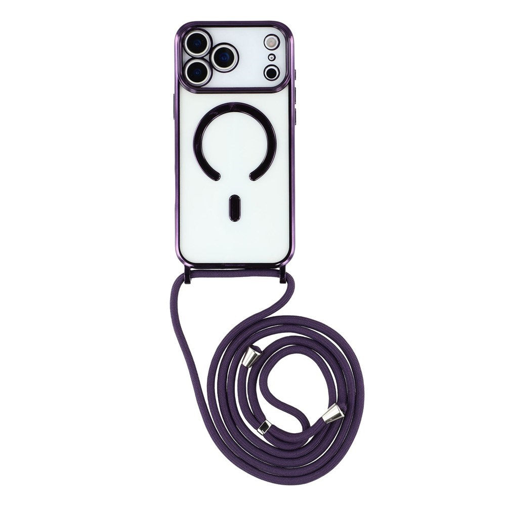 EIDERWOOD iPhone 17 Pro Flexible Plastic Case with Adjustable Strap - MagSafe Compatible - Transparent / Purple