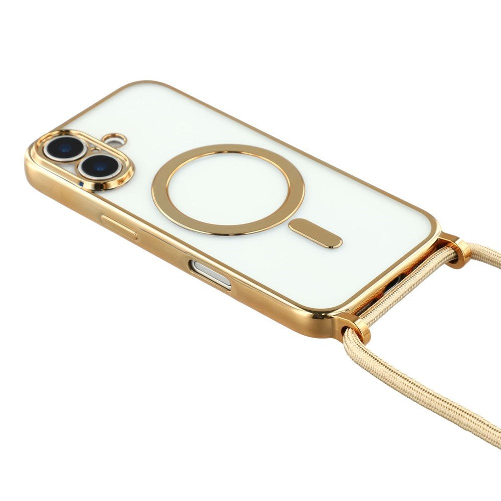 EIDERWOOD iPhone 17 Flexible Plastic Case with Adjustable Strap - MagSafe Compatible - Transparent / Gold