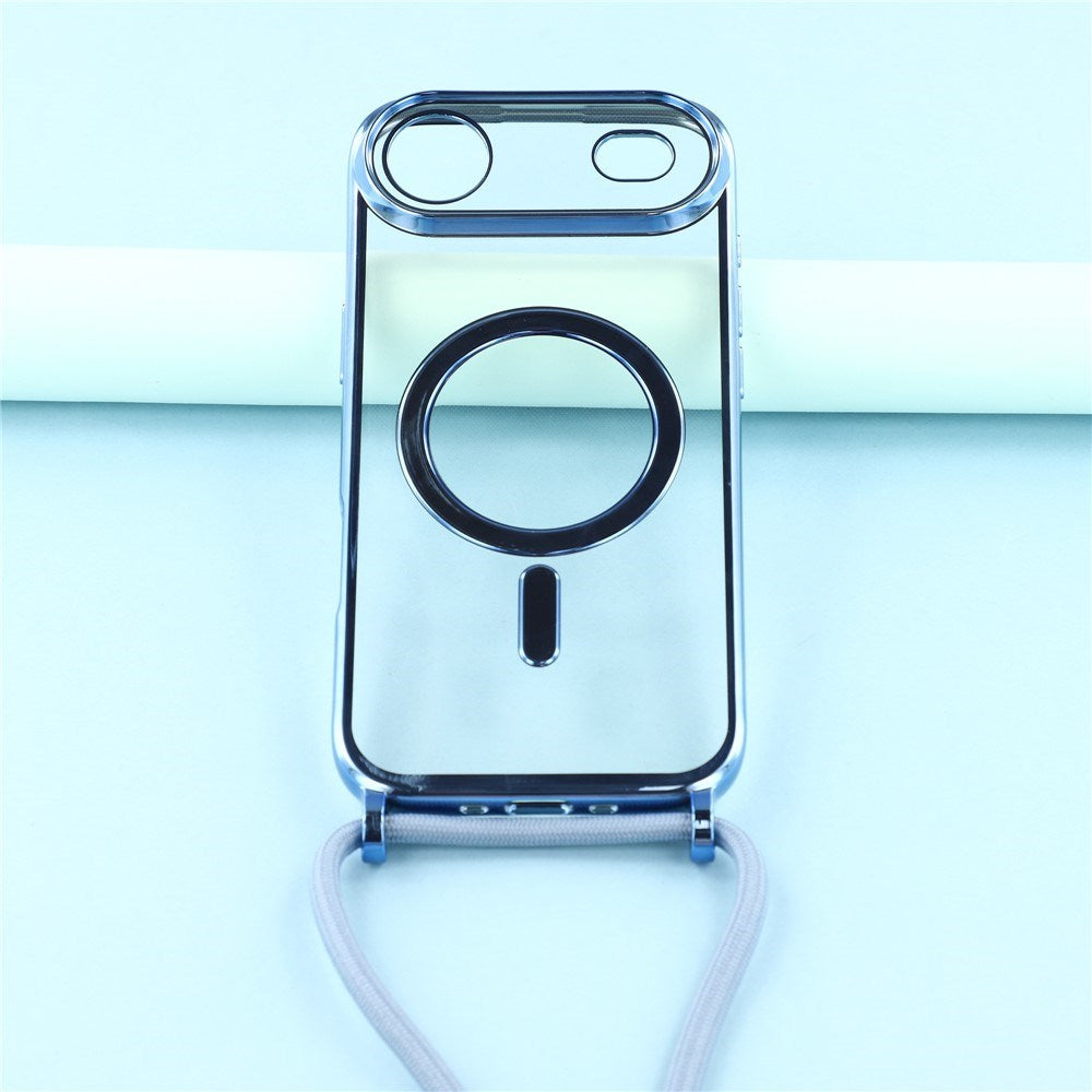 EIDERWOOD iPhone Air Flexible Plastic Case with Adjustable Strap - MagSafe Compatible - Transparent / Blue