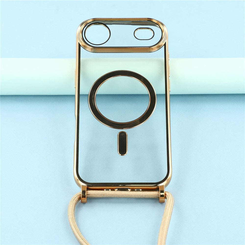 EIDERWOOD iPhone Air Flexible Plastic Case with Adjustable Strap - MagSafe Compatible - Transparent / Gold