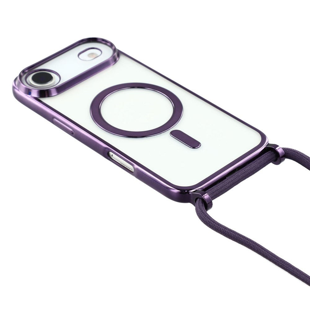 EIDERWOOD iPhone Air Flexible Plastic Case with Adjustable Strap - MagSafe Compatible - Transparent / Purple