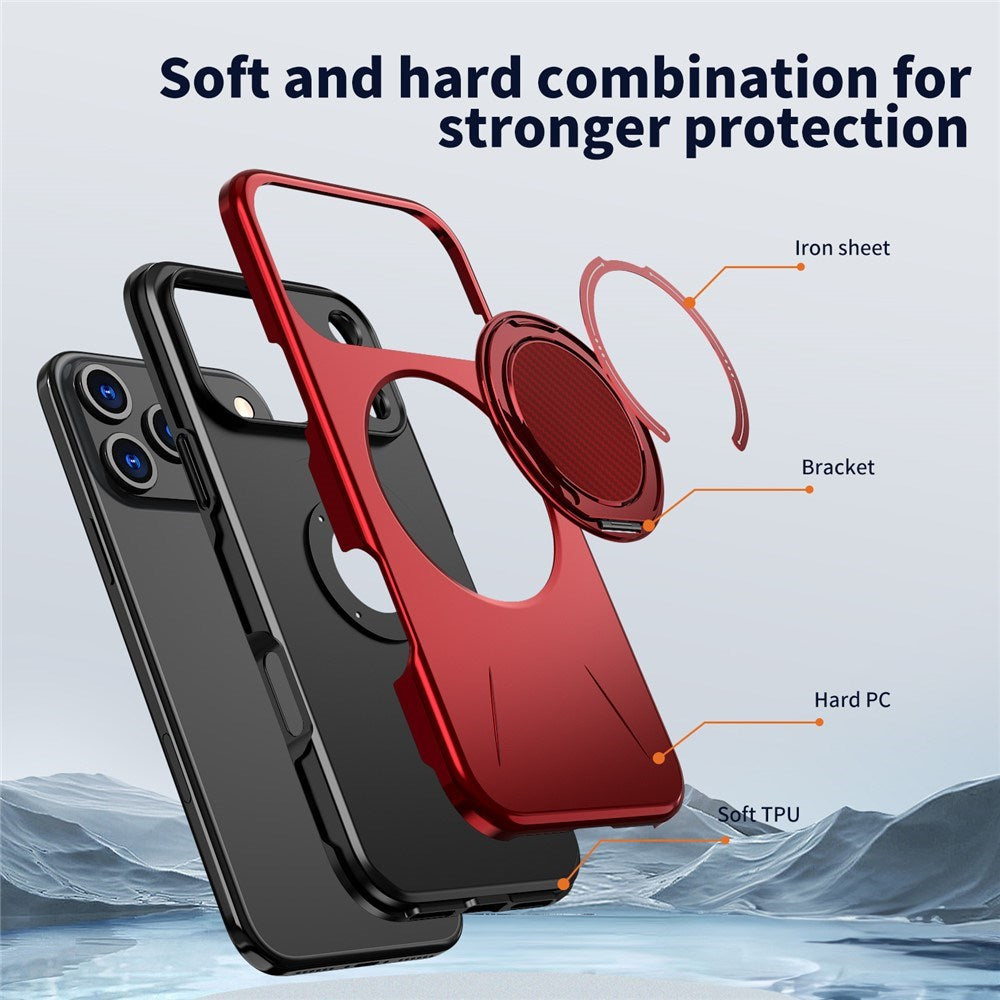 EIDERWOOD iPhone 17 Pro Case with Rotating Kickstand - MagSafe Compatible - Red