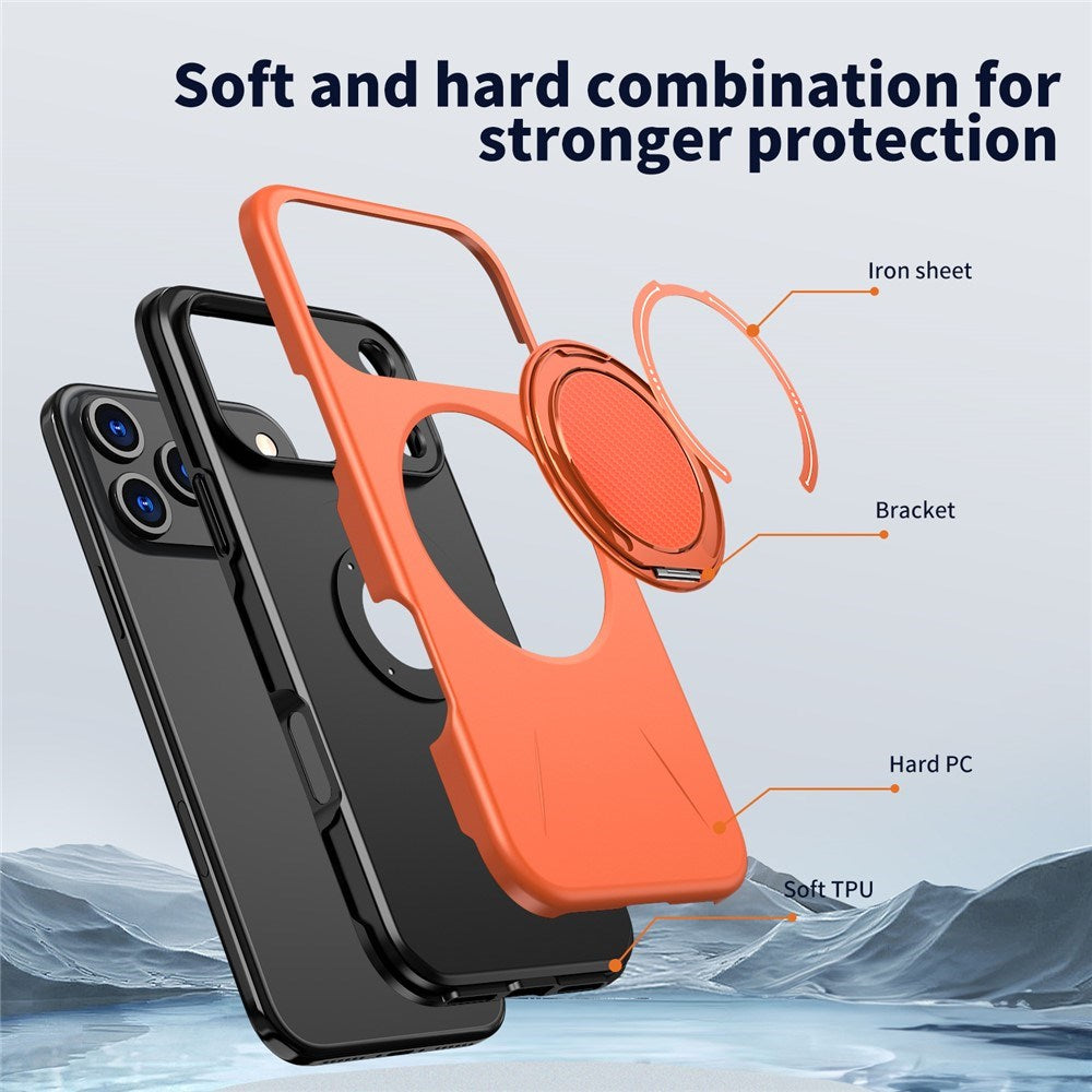 EIDERWOOD iPhone 17 Pro Max Case with Rotating Kickstand - MagSafe Compatible - Orange