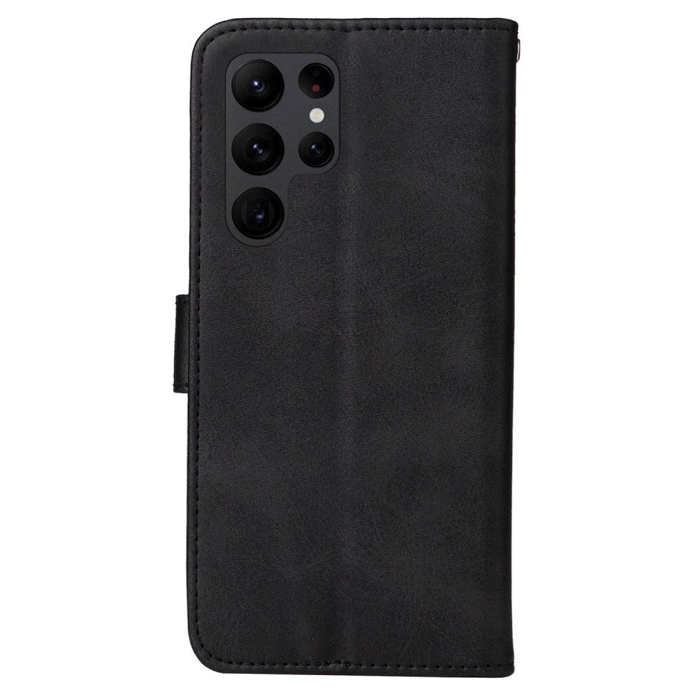 Samsung Galaxy S23 Ultra Leather Flip Case w. Wallet - Black