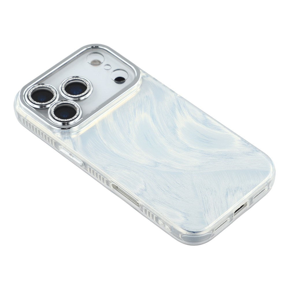 EIDERWOOD iPhone 17 Pro Hybrid Plastic Case with Built-in Camera Lens Protection - Brush Stroke Pattern / Silver