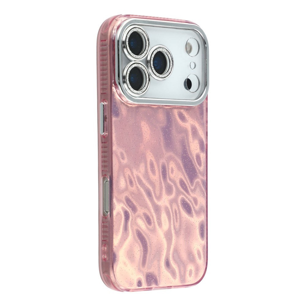 EIDERWOOD iPhone 17 Pro Hybrid Plastic Case with Built-in Camera Lens Protection - Wrinkled Pattern / Pink