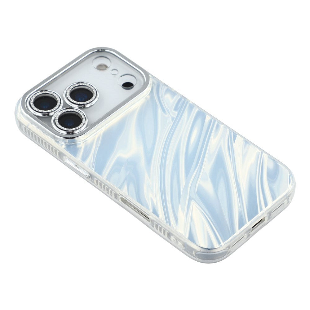 EIDERWOOD iPhone 17 Pro Max Hybrid Plastic Case with Built-in Camera Lens Protection - Wavy Pattern / Silver