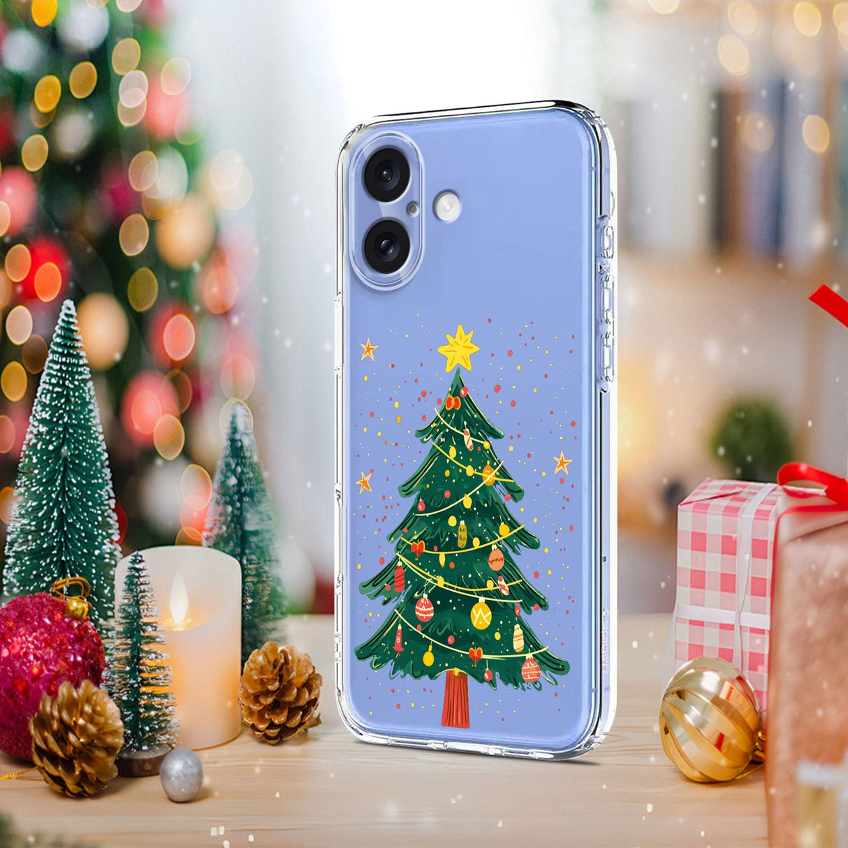 EIDERWOOD iPhone 16 Flexible Plastic Christmas Case with Motif - Transparent / Christmas Tree