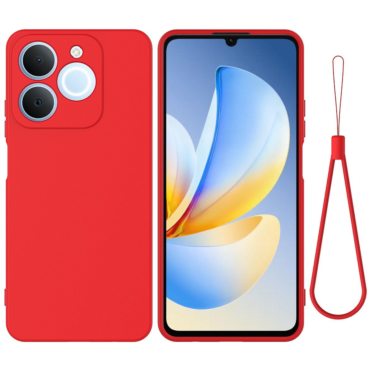 Realme Note 70T EIDERWOOD Lined Silicone Case with Strap - Red