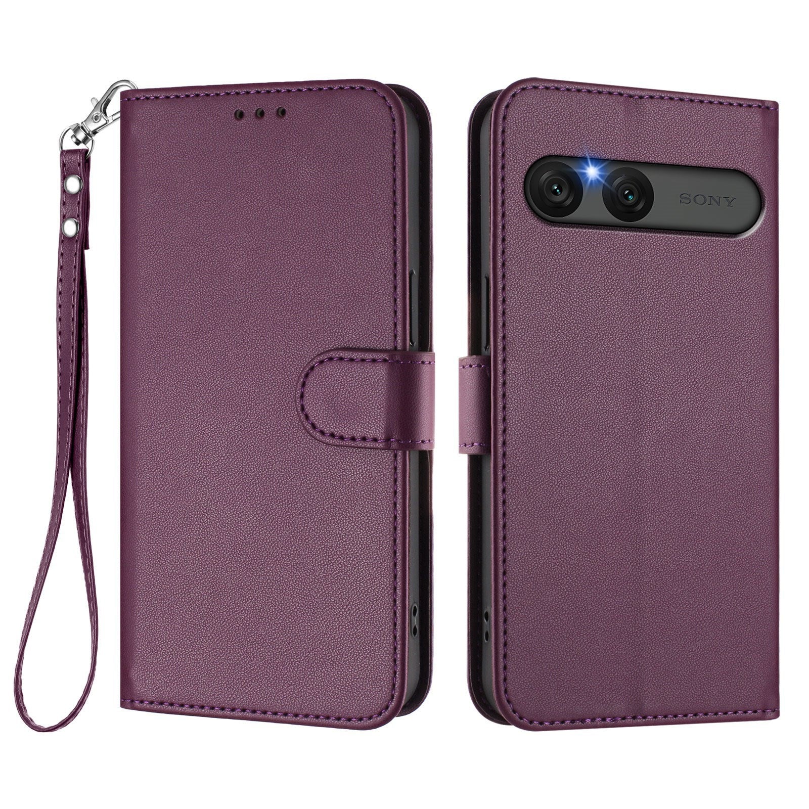 EIDERWOOD Sony Xperia 10 VII Faux Leather Flip Case with Card Holder & Strap - Purple