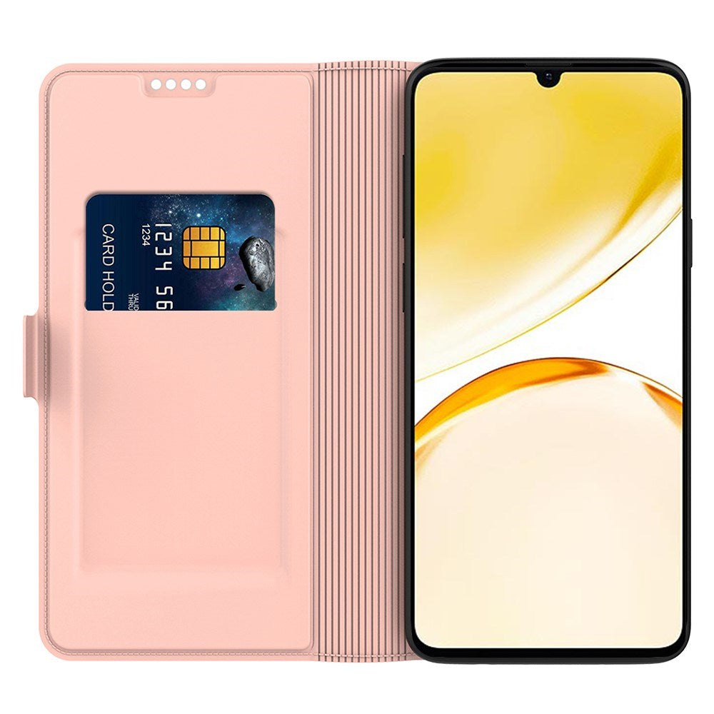 Realme Note 70T EIDERWOOD Faux Leather Flip Case with Card Holder & Stand Function - Pink
