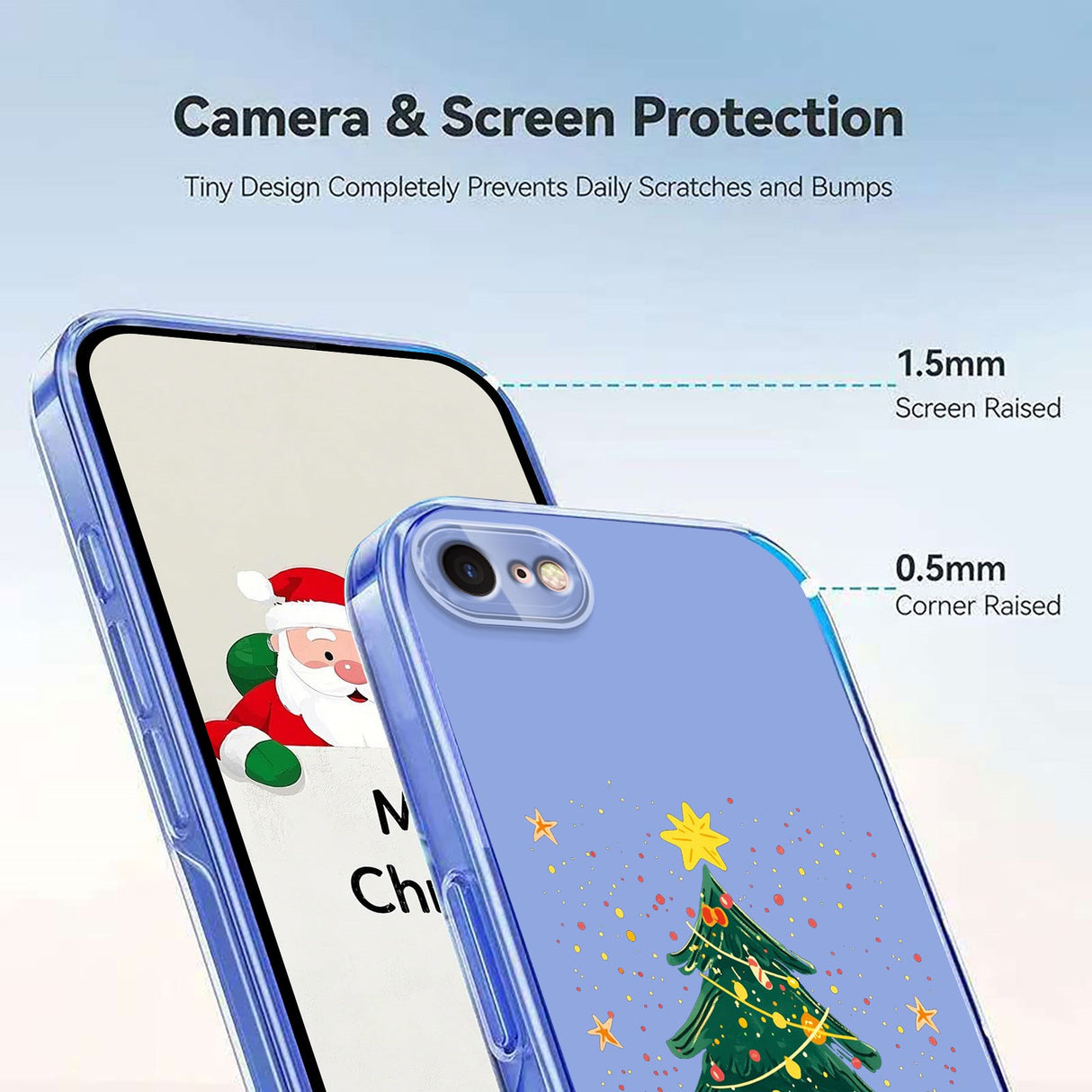 EIDERWOOD iPhone SE (2022 / 2020) / 8 / 7 Flexible Plastic Christmas Case with Motif - Transparent / Christmas Tree