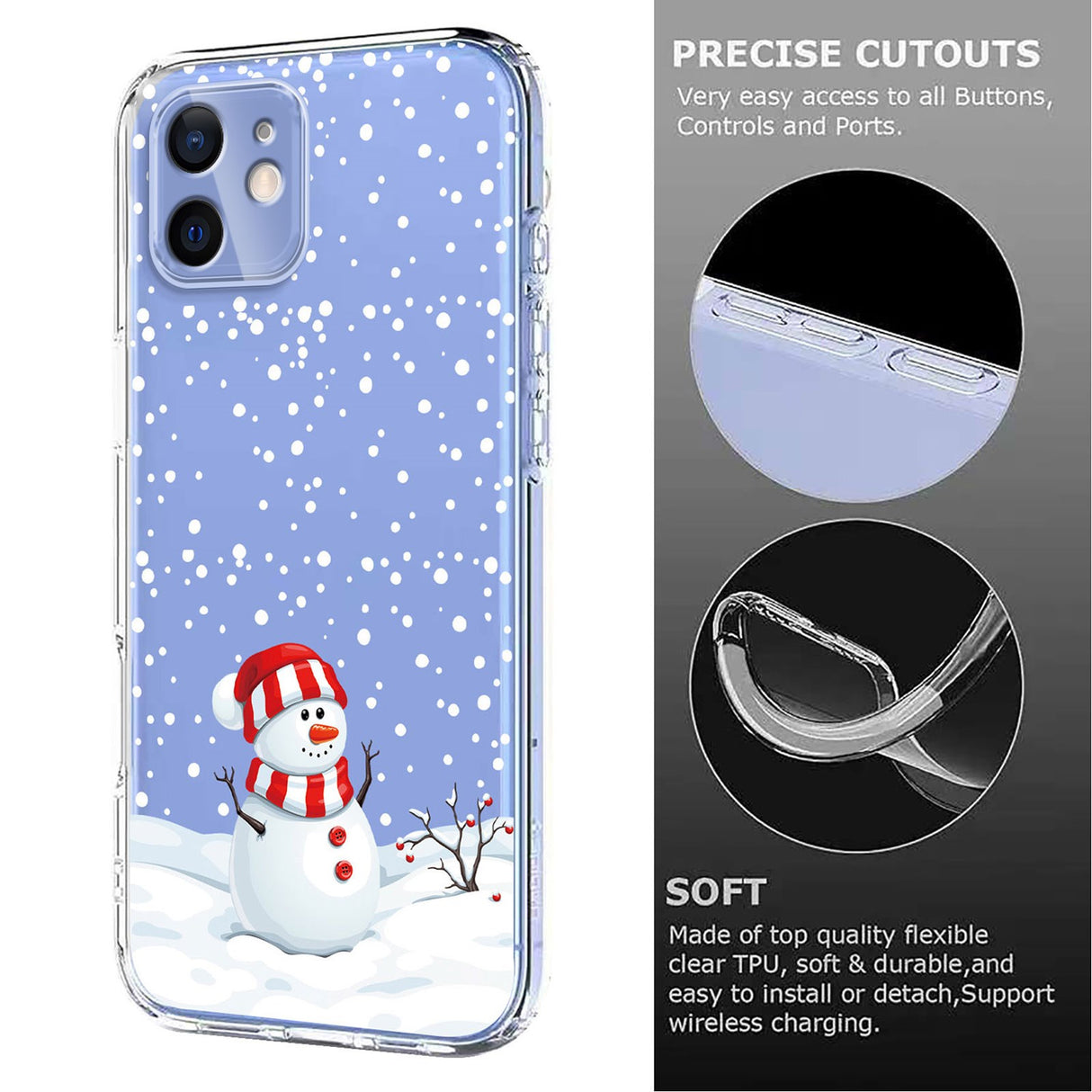 EIDERWOOD iPhone 11 Flexible Plastic Christmas Case with Motif - Transparent / Snowman