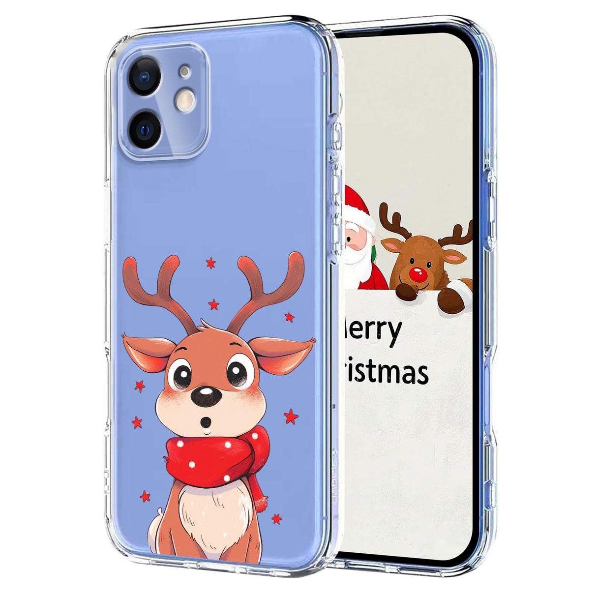 EIDERWOOD iPhone 12 / 12 Pro Flexible Plastic Christmas Case with Motif - Transparent / Reindeer