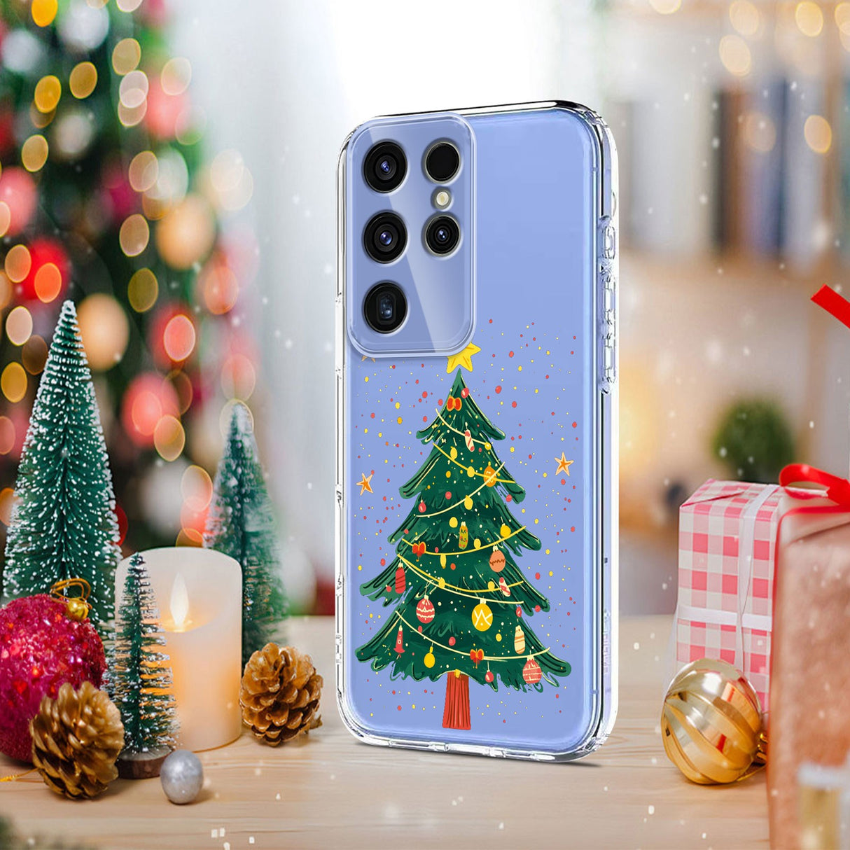 EIDERWOOD Samsung Galaxy S23 Ultra Flexible Plastic Christmas Case with Motif - Transparent / Christmas Tree