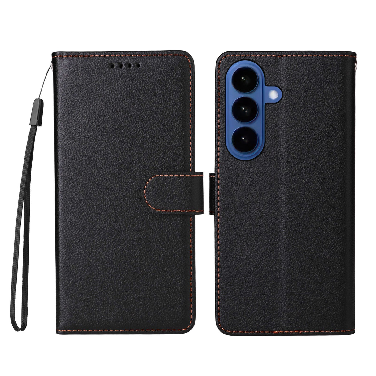 Samsung Galaxy S26 / S26 Pro EIDERWOOD Faux Leather Flip Case with Strap - Black