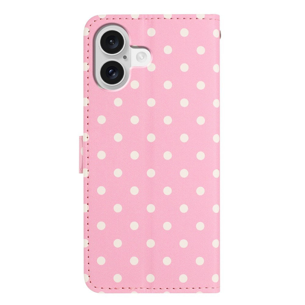 EIDERWOOD iPhone 17 Faux Leather Flip Case w. Polka Design - Light Pink