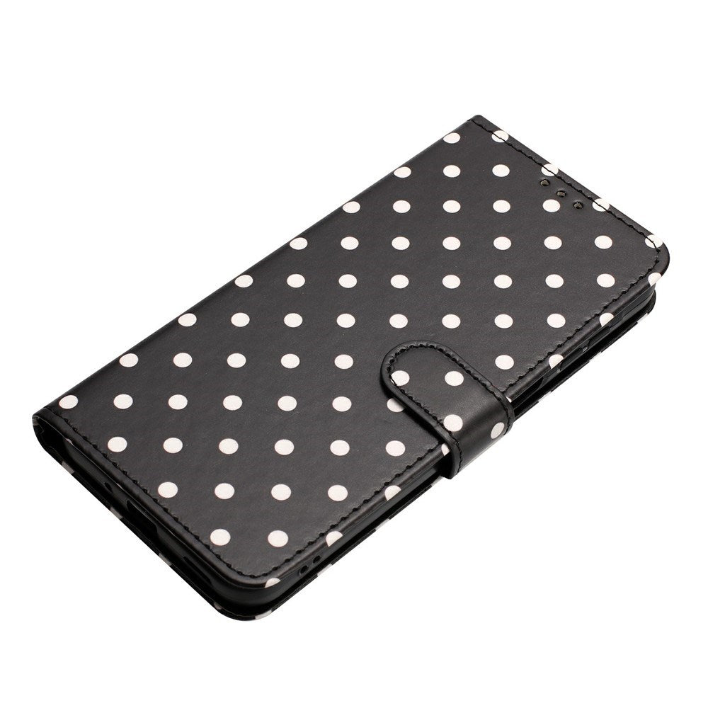 EIDERWOOD iPhone 17 Faux Leather Flip Case w. Polka Design - Black