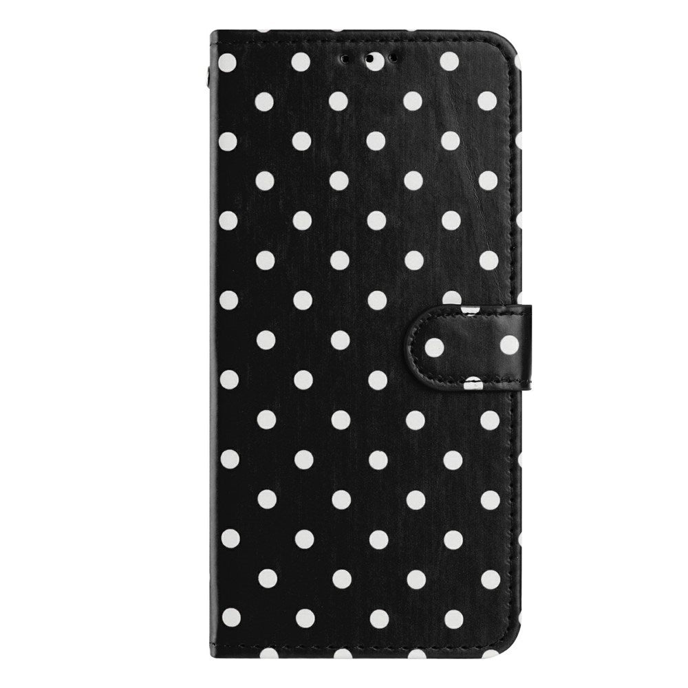 EIDERWOOD iPhone 17 Faux Leather Flip Case w. Polka Design - Black