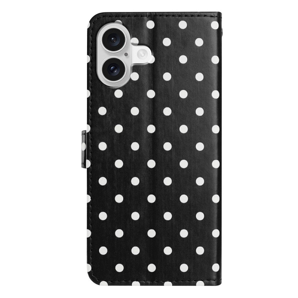 EIDERWOOD iPhone 17 Faux Leather Flip Case w. Polka Design - Black