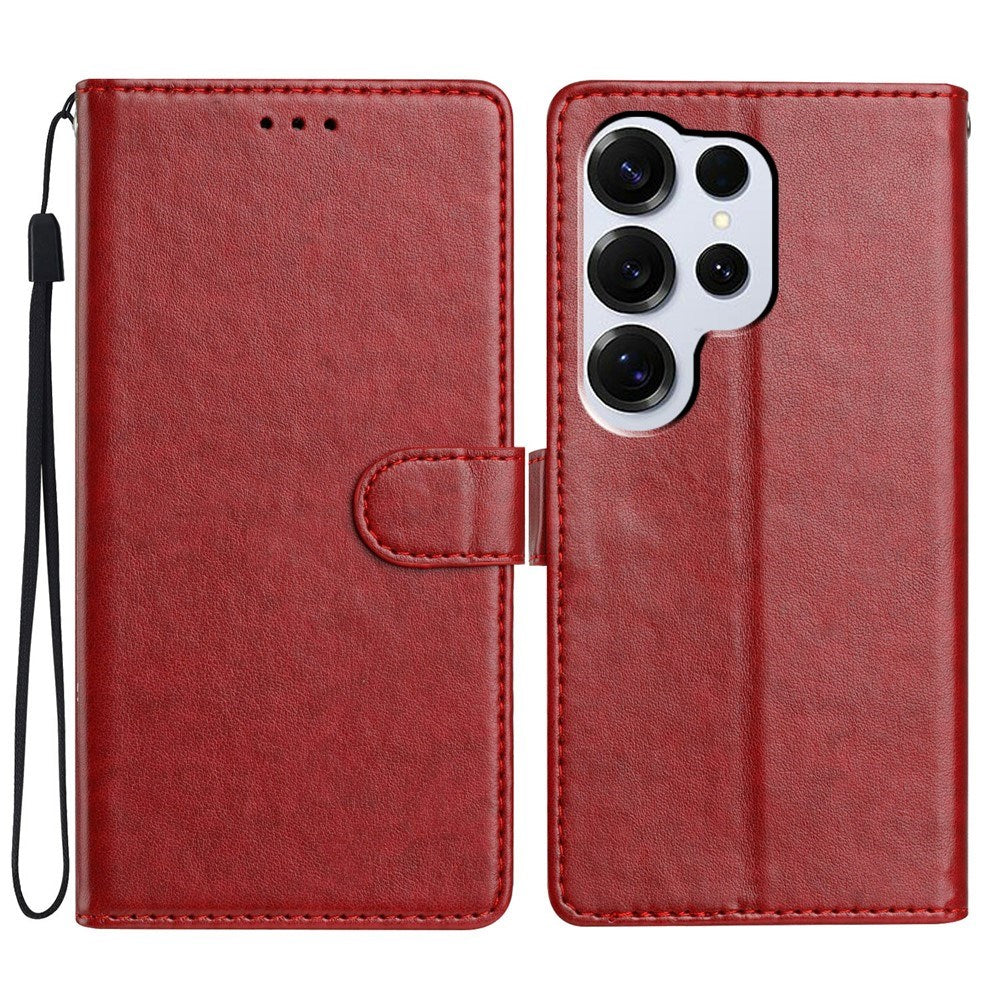 Samsung Galaxy S26 Ultra EIDERWOOD Leather Case with Strap & Card Holder - Red