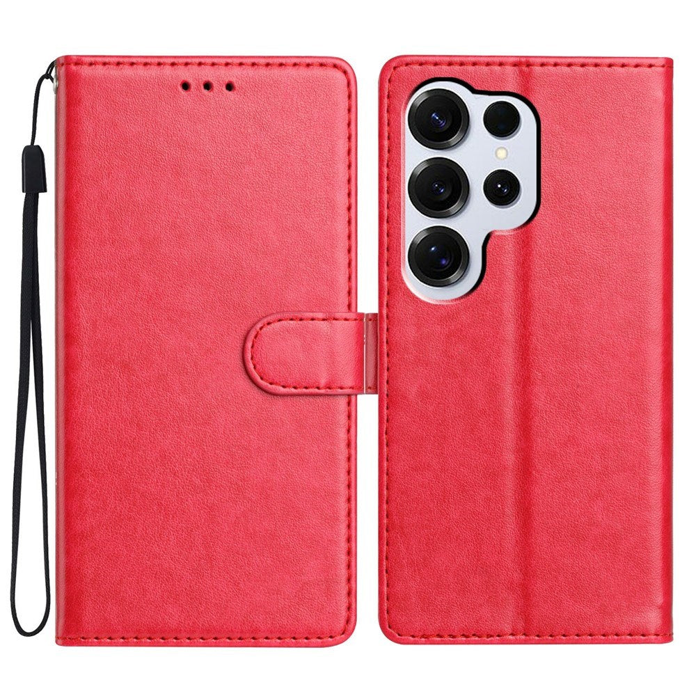 Samsung Galaxy S26 Ultra EIDERWOOD Leather Case with Strap & Card Holder - Coral Red