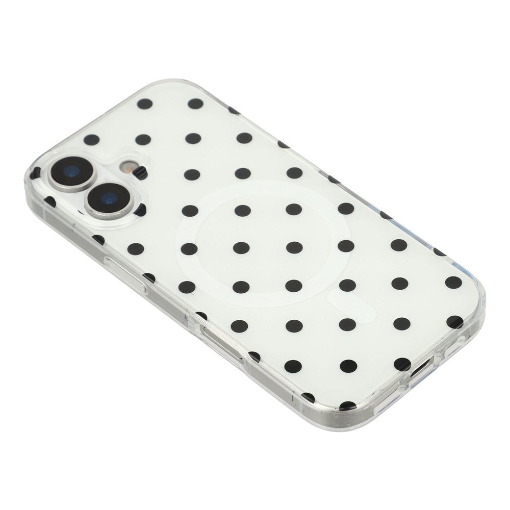 EIDERWOOD iPhone 17 Hybrid Case with Polka Design - MagSafe Compatible - Transparent / Black
