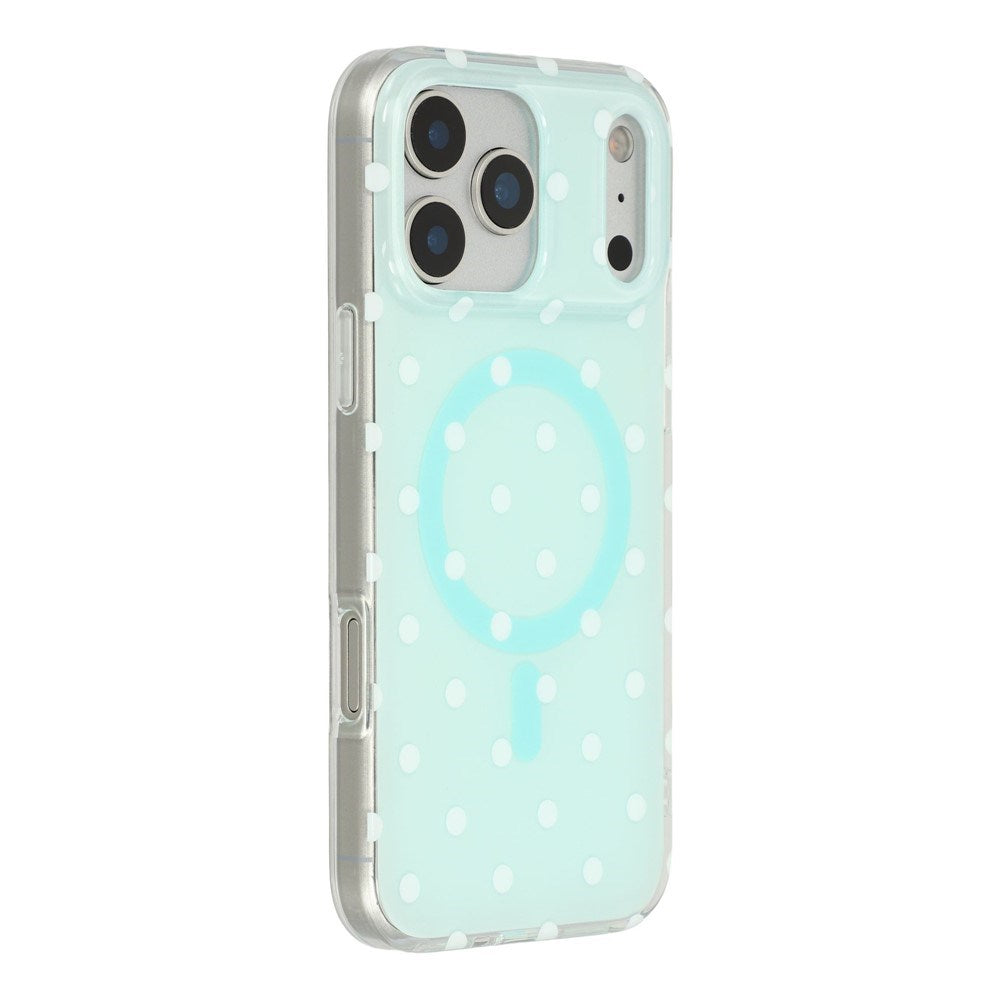 EIDERWOOD iPhone 17 Pro Max Hybrid Case with Polka Design - MagSafe Compatible - Transparent / Turquoise
