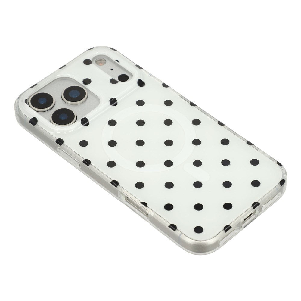 EIDERWOOD iPhone 17 Pro Max Hybrid Case with Polka Design - MagSafe Compatible - Transparent / Black
