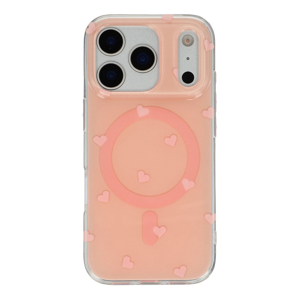 EIDERWOOD iPhone 17 Pro Max Hybrid Case with Polka Design - MagSafe Compatible - Transparent / Pink