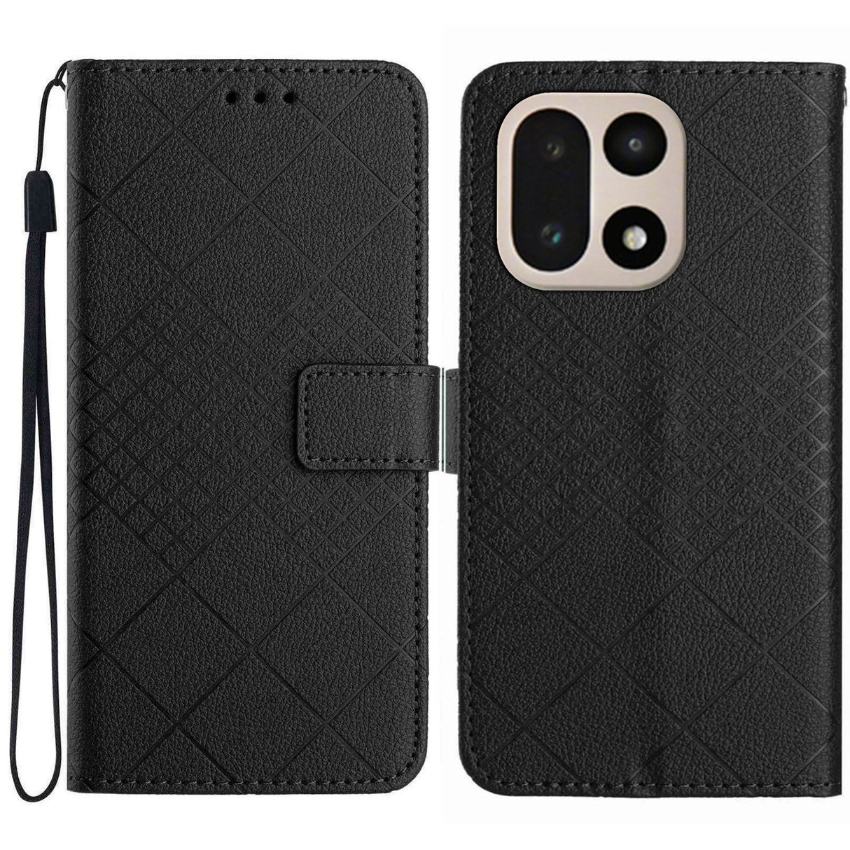 EIDERWOOD OnePlus 15 Faux Leather Flip Case with Imprint - Black