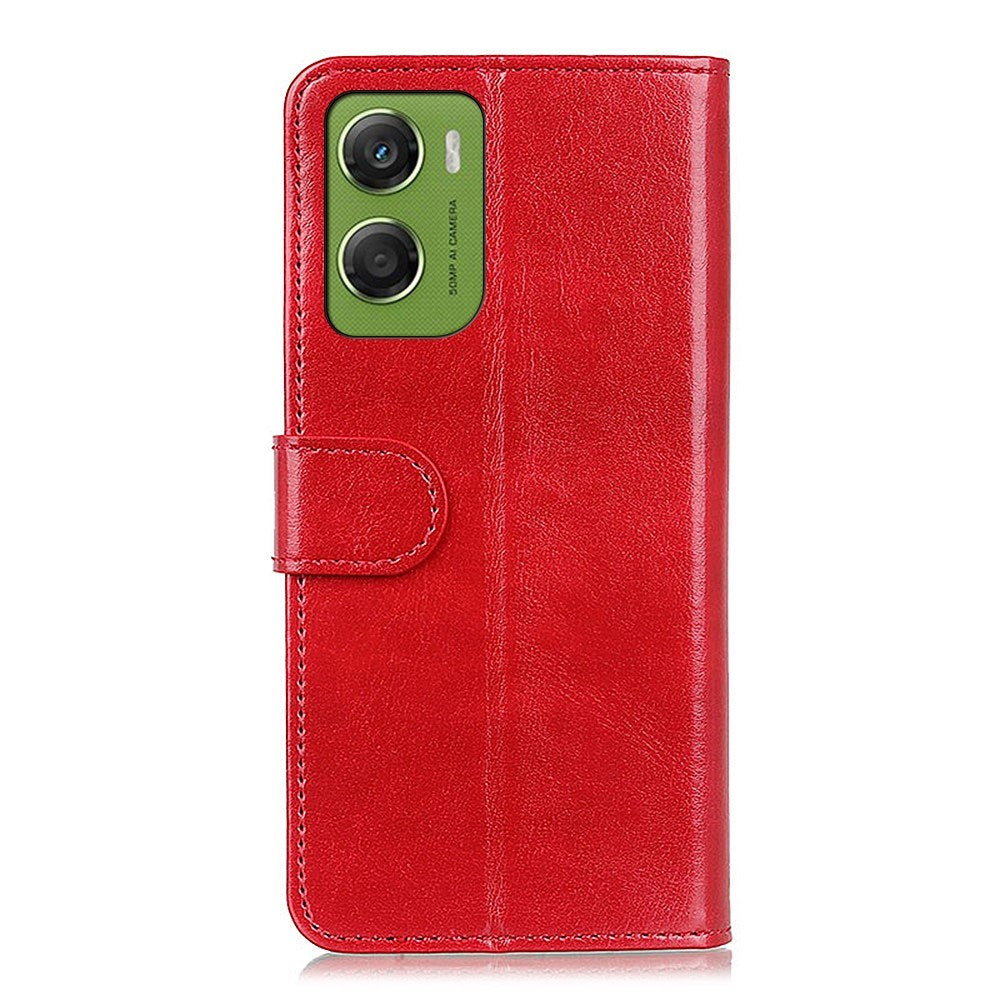 Motorola Moto G06 EIDERWOOD Leather Flip Case w. Card Holder - Red