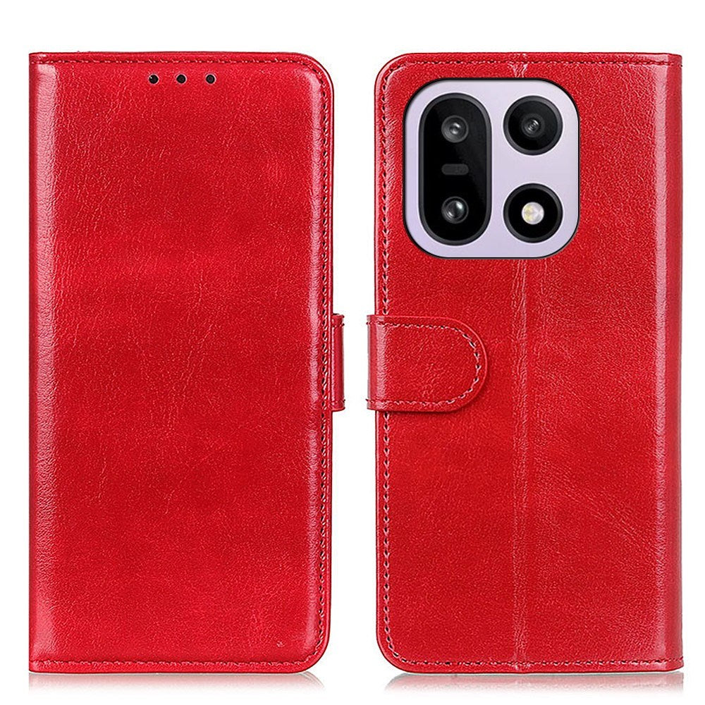 OnePlus 15 EIDERWOOD Leather Flip Case w. Card Holder - Red