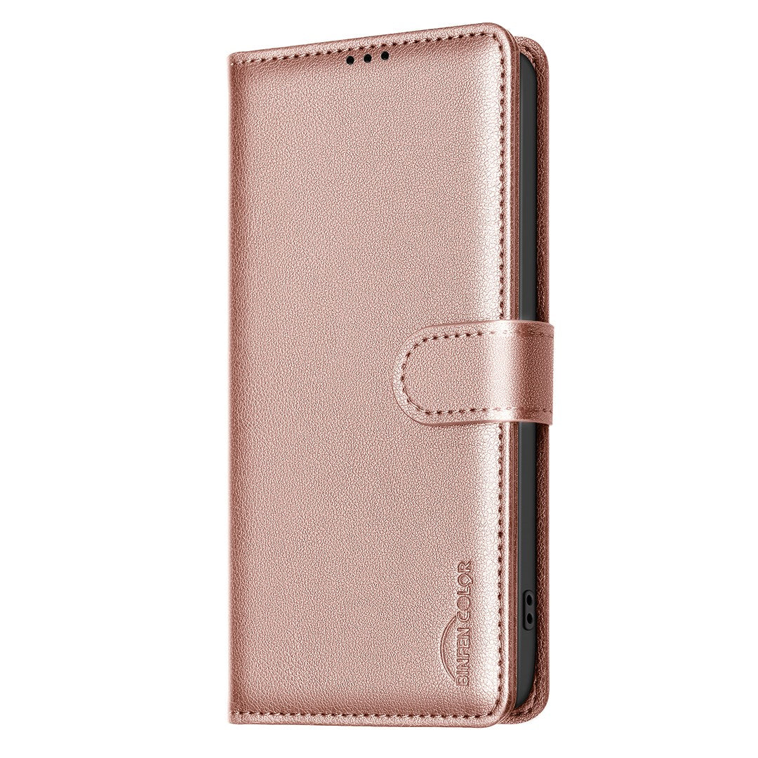 Honor X5c Plus BINFEN Faux Leather Flip Case with RFID Blocking - Rose Gold