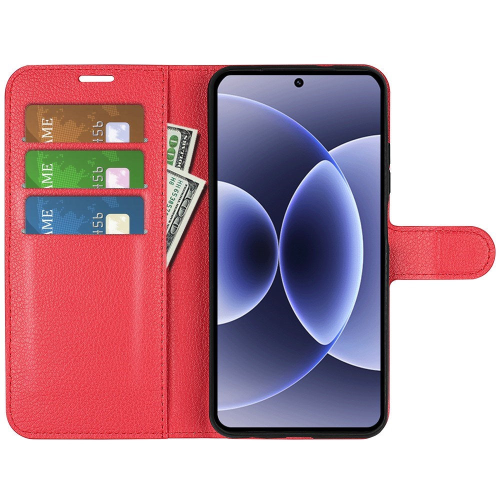 Xiaomi 17 EIDERWOOD Litchi Texture Leather Flip Case w. Wallet - Red