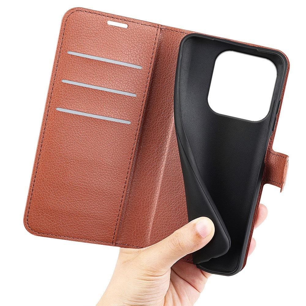 Xiaomi 17 EIDERWOOD Litchi Texture Leather Flip Case w. Wallet - Brown