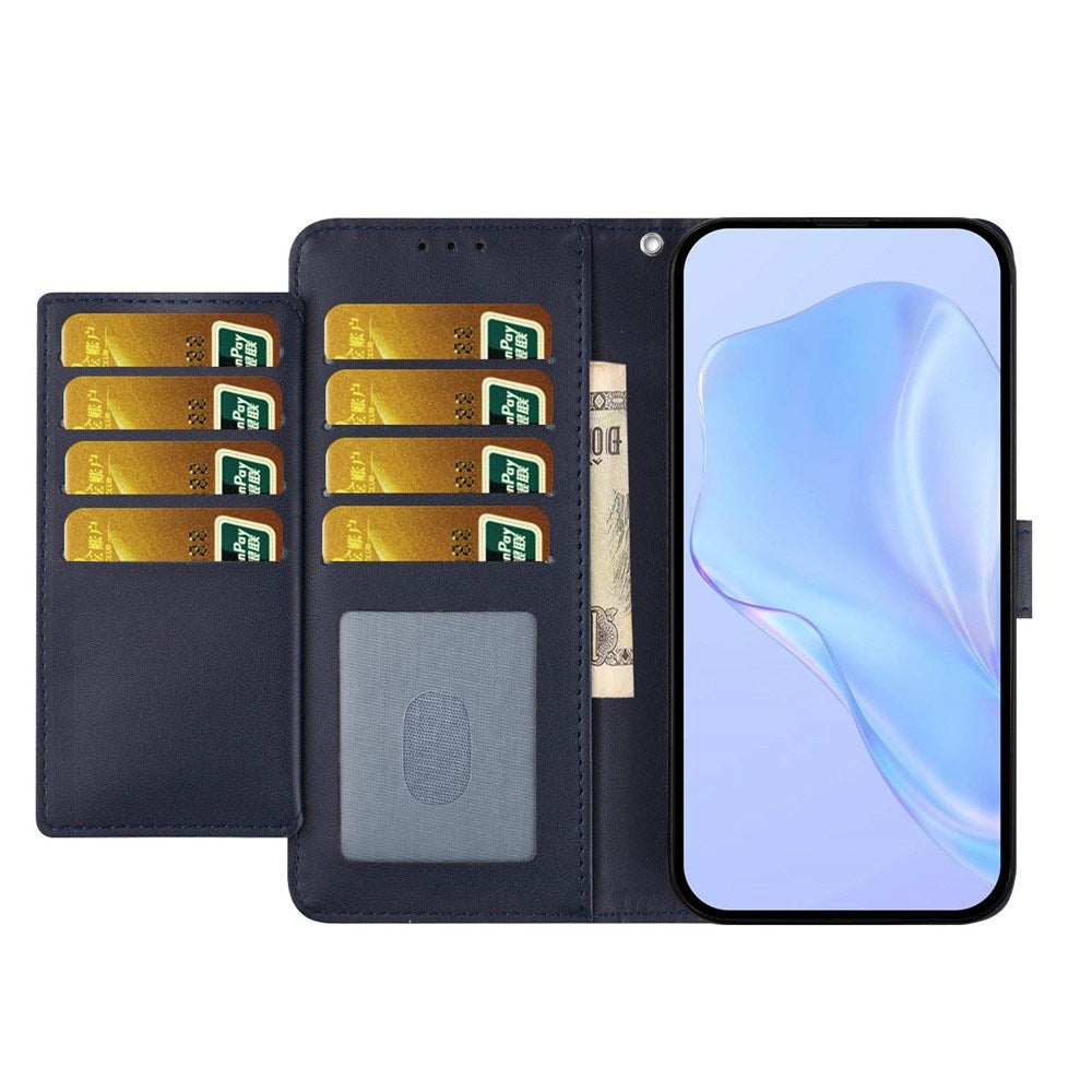 Google Pixel 10a EIDERWOOD Faux Leather Flip Case with Strap & Fold-Out Card Holder – Blue