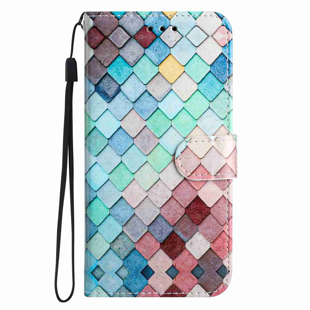 Samsung Galaxy A57 EIDERWOOD Faux Leather Flip Case with Pattern & Strap - Grid