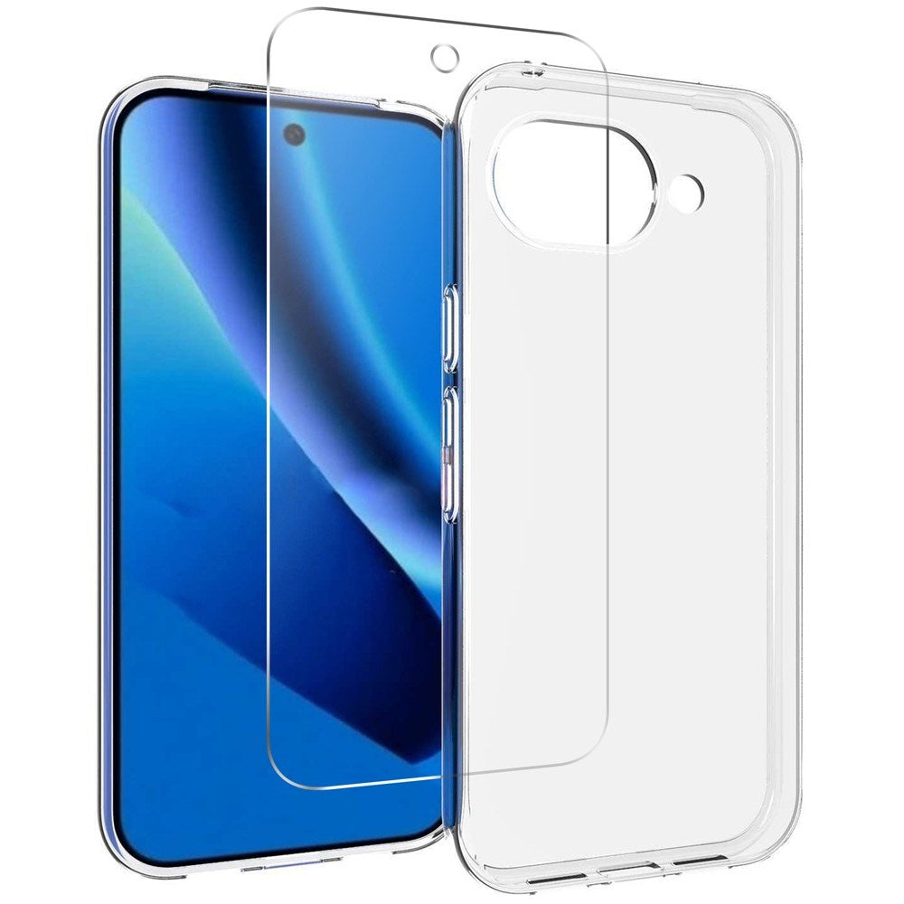 Google Pixel 10a EIDERWOOD 2-in-1 Protection Set with Flexible Plastic Case & Tempered Screen Protector Glass - Transparent